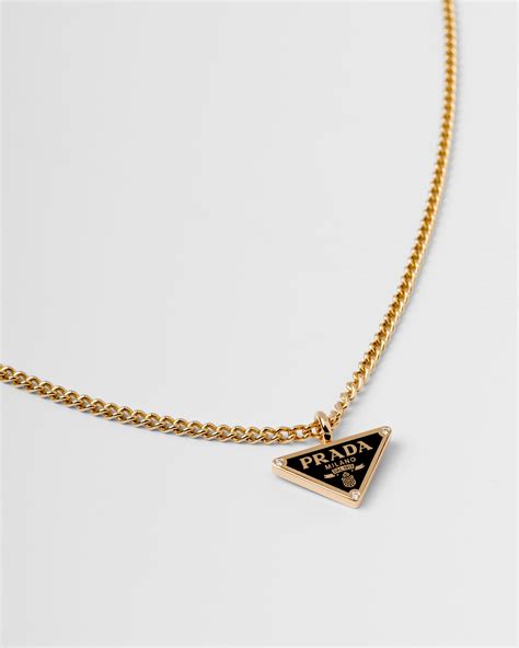 prada pendant necklace gold|prada triangle pendant.